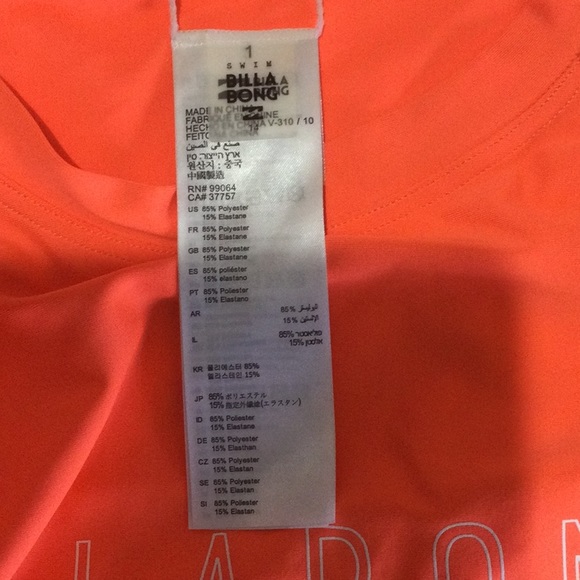 Billabong Girls Rashie - Size 14 - Picture 3 of 3